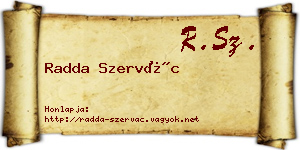 Radda Szervác névjegykártya